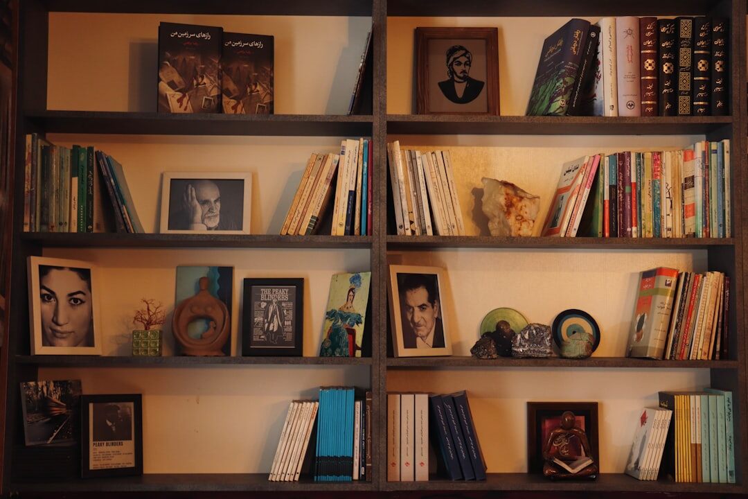 bookshelf with detective novels