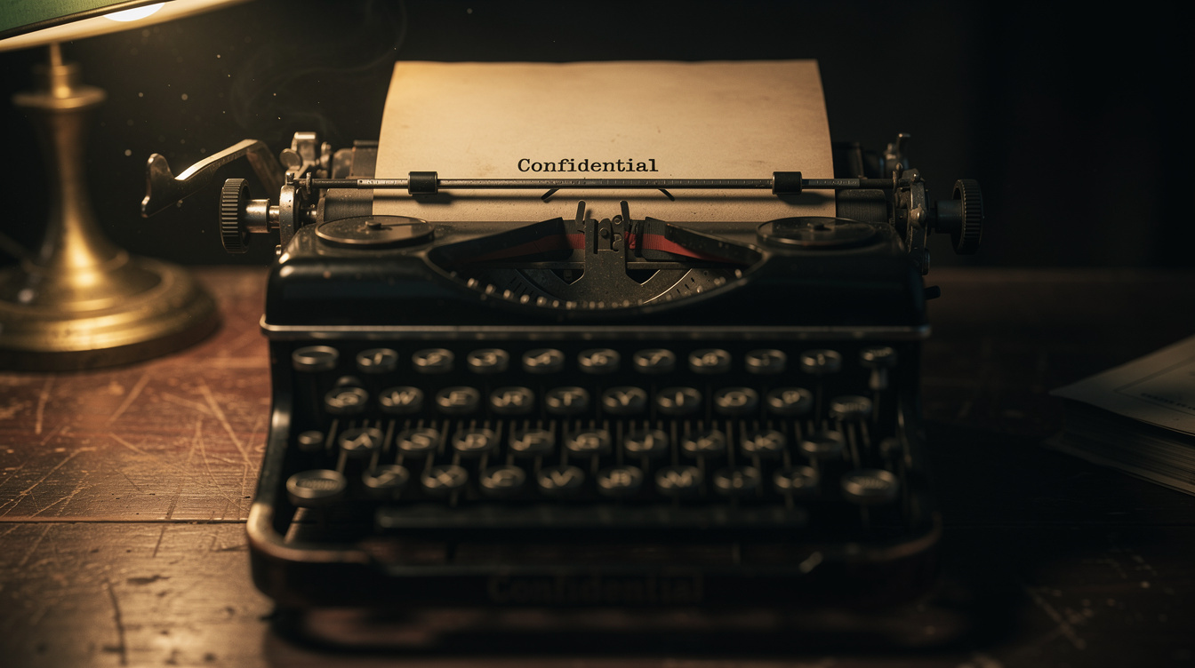 Close-up of a vintage typewriter with paper